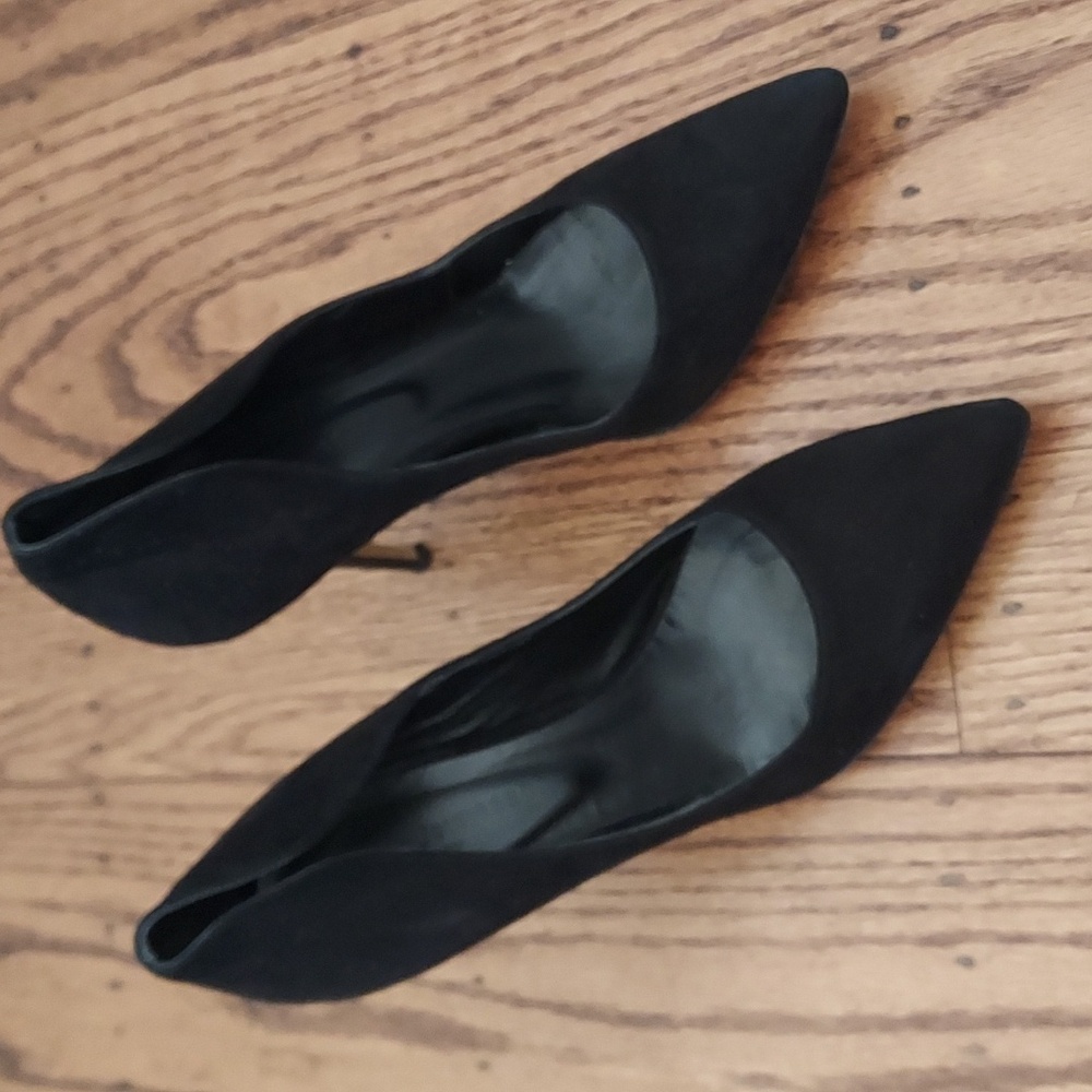 Fauzian Jeunesse Black Suede Leather Pumps 38 High Heels Made in Italy